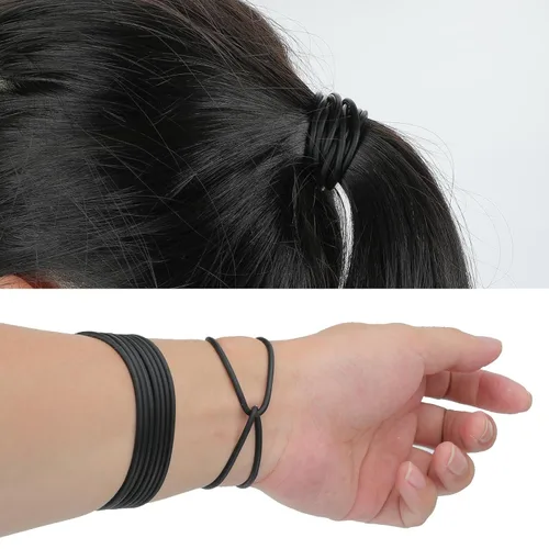 Vista 8 de 120 pulseras de gelatina de silicona, no luminosas, elásticas de los años 80, bandas elásticas para el cabello para recuerdos de fiesta, adultos