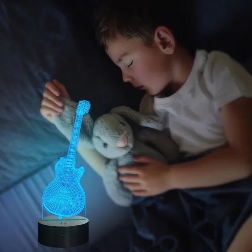 Vista 4 de Attivolife Lámpara de guitarra de regalo para guitarra eléctrica, luz nocturna 3D con control remoto + temporizador, lámpara de escritorio que