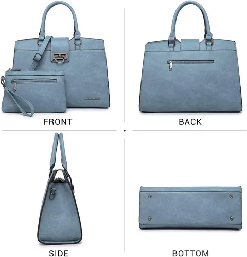 Vista 2 de Dasein Bolsos de mano para mujer, monederos con monograma, bolso grande para mujer, bolso de hombro, bolsa de trabajo con asa superior, juego de 2