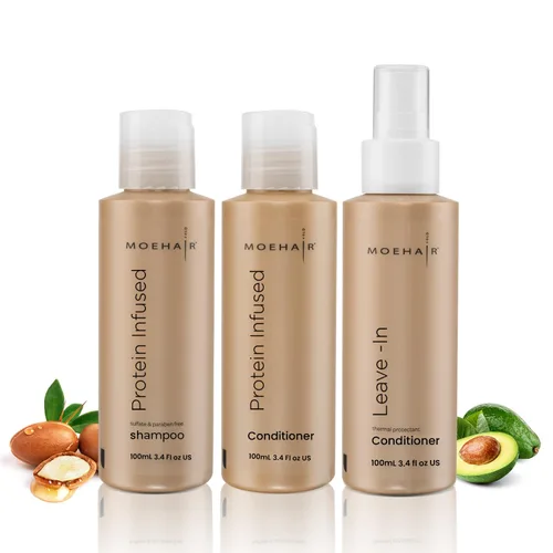 Vista 10 de MOEHAIR Champú y acondicionador 2 en 1 con infusión de proteínas de viaje para cabello fino, tratamiento capilar proteico para cuero cabelludo seco