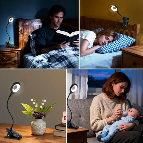 Vista 6 de Akynite Clip en la lámpara de escritorio LED 5 brillo+5 colores lámpara