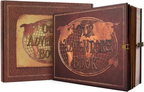 Vista 12 de Álbum de fotos scrapbook de tamaño grande de 12x12 pulgadas, 60 páginas, nuestro libro de aventuras con letras en relieve 3D retro, tapa dura