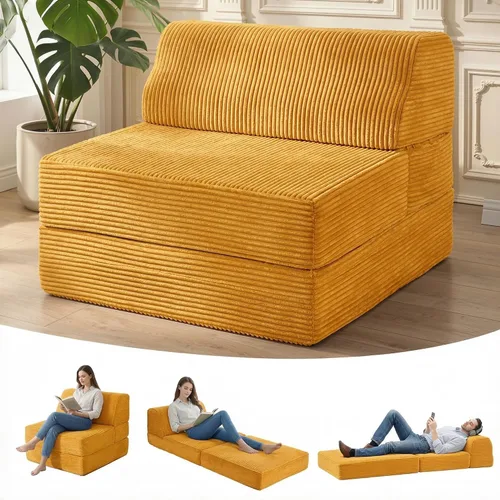 Vista 8 de Kasunpul sofá cama plegable con cojín, sofá cama plegable de espuma viscoelástica, silla cama convertible con funda lavable, sofá futón para piso