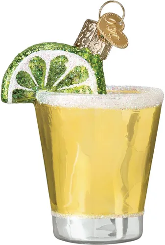 Vista 3 de Old World Christmas Adorno soplado de vidrio de tequila para árbol de Navidad, decoración navideña hecha a mano, colección de bebidas para adultos