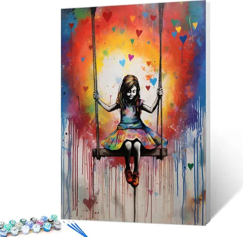 Vista 14 de Tucocoo Pintura de globos coloridos por números para adultos, kits de pintura al óleo digital sobre lienzo con pinceles y pigmento acrílico, arte