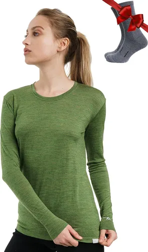 Vista 35 de 100% lana merino capa base mujer - camisa térmica de manga larga con 165 gris carbón