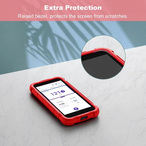 Vista 4 de Funda de silicona para Omnipod 5, ligera, a prueba de golpes, antideslizante, funda protectora de gel suave con bisel elevado para dispositivos Rojo