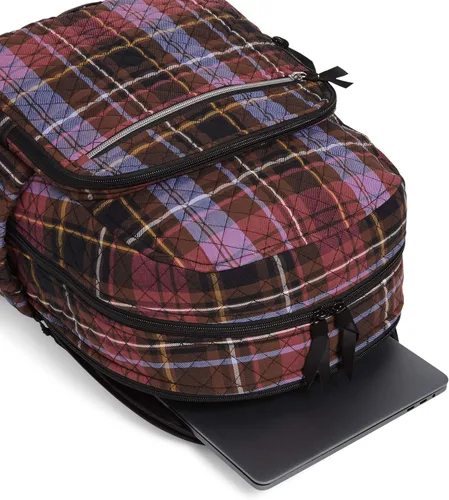 Vista 4 de Vera Bradley Mochila Campus de algodón para mujer, tartán acogedor, talla única