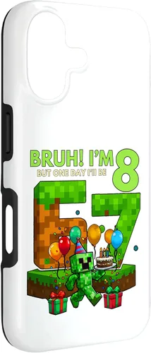 Vista 3 de Bruh I'm 8 But One-Day I'll Be 67 Retro 8th Birthday Kids Case for iPhone 17