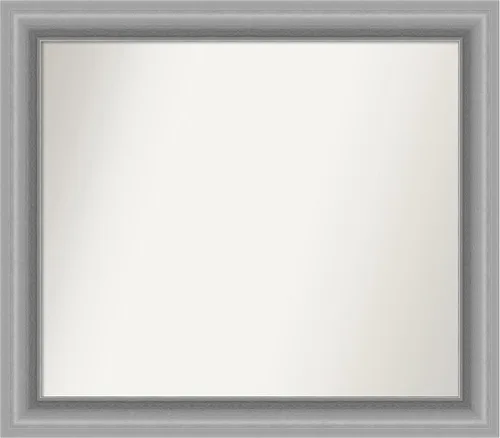 Vista 226 de Amanti Art Espejo de baño plateado para sobre fregadero, 26 x 26 pulgadas, espejo cuadrado de níquel pulido, marco de madera tradicional mediano, se