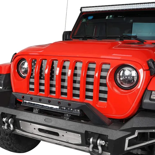 Vista 3 de Hooke Road Inserto de rejilla frontal de malla para Jeep Gladiator JT/Jeep Wrangler JL 2018 2019 2020 2021 2022 2023 2024 2025 – Bandera de Estados