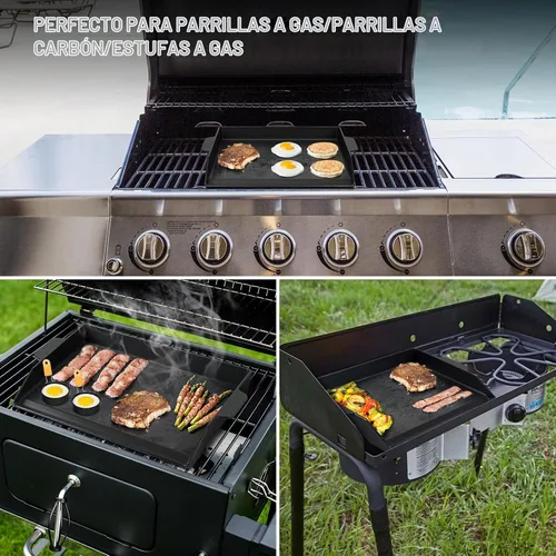 Vista 6 de Onlyfire - Plancha universal de hierro fundido, placa de parrilla con revestimiento antiadherente con paredes laterales extra altas para carbón