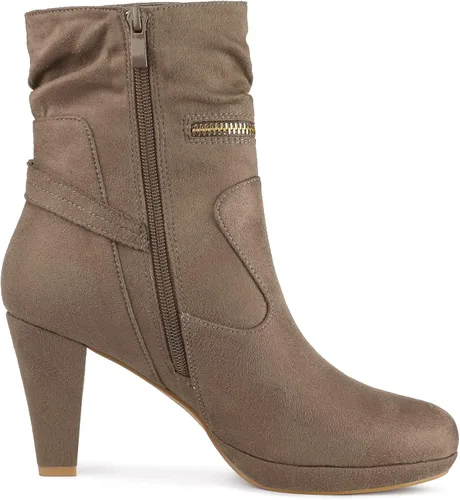 Vista 6 de Allegra K Botas de tacón alto con cremallera al tobillo para mujer