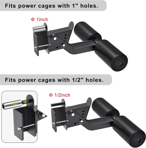 Vista 3 de Nordic Hamstring Curl Attachment for 2"x2" 3"x3" Power Racks Functions as dip bar, belt squat mount and safety spotter arms for home gym strength
