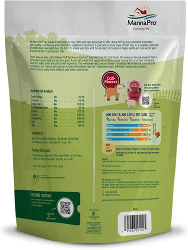 Vista 6 de Manna Pro Farmhouse Favorites - Mini golosinas de cabra y ganado - Bocadillos horneados prémium para mini cabras y mini ganado - Mezclado a mano