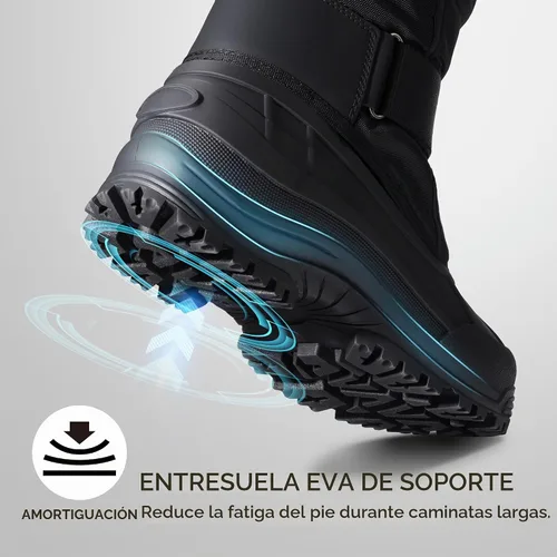 Vista 6 de NORTIV 8 Botas de nieve de invierno impermeables para hombre, con forro de piel aislada, ligeras, altas para exteriores Negro