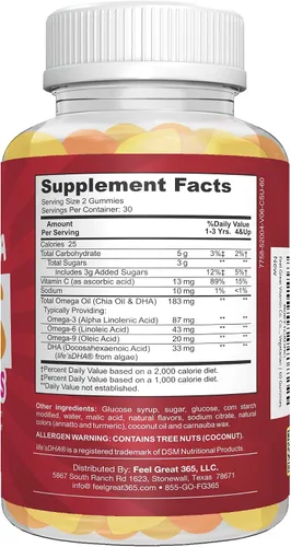 Vista 9 de Gomas DHA de Omega para niños de Feel Great Vitamins con Omega 3 6 9, Vitamina C Apoya la función cerebral saludable, la visión y la salud