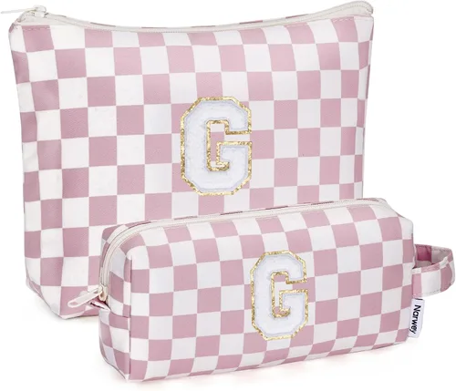 Vista 62 de Narwey Bolsa de maquillaje con inicial, regalos de graduación para adolescentes, niñas, niños y adolescentes, monograma personalizado, bonita bolsa
