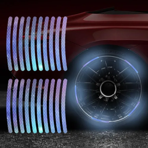 Vista 8 de 40 calcomanías reflectantes a rayas para llantas, calcomanías decorativas de seguridad para llantas de neumáticos para motocicleta, bicicleta, Azul