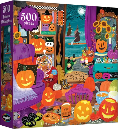 Vista 8 de RoseArt - Halloween Mischievous Mice - Rompecabezas de 500 piezas - Rompecabezas de ratón fascinante para adultos