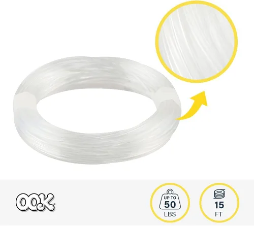 Vista 4 de OOK Alambre invisible para colgar de 15 pies, capacidad de 50 libras, alambres autoatables, ideal para colgar cuadros y macetas