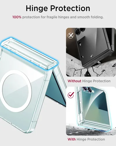 Vista 6 de Miimall Funda delgada para Samsung Flip 7 transparente [compatible con MagSafe] protector de pantalla de vidrio templado antiamarillamiento