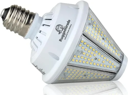 Vista 4 de RuggedGrade Bombilla LED de gran altura de 80 W, serie Oberon II, 9,800 lúmenes, blanco cálido de 3000 K, incluye base intercambiable E39 y E26