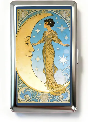Vista 10 de Vintage Art Deco - Funda versátil para tarjetas y efectivo, cartera delgada de metal para mujeres y hombres, tarjetas de visita de identificación