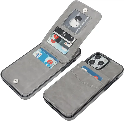 Vista 15 de KIHUWEY Compatible con iPhone 13 Pro Max Funda Cartera con Soporte para Tarjetas de Crédito, Cuero Premium Cierre Magnético Soporte Plegable Funda