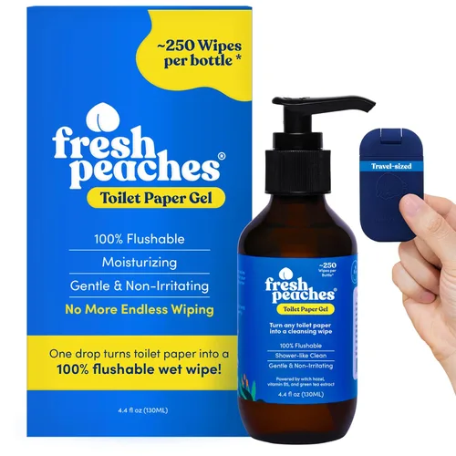 Vista 7 de Fresh Peaches Gel de papel higiénico, alternativa a toallitas húmedas – Seguro para enjuagar, una forma más limpia de limpiar – Aerosol de papel