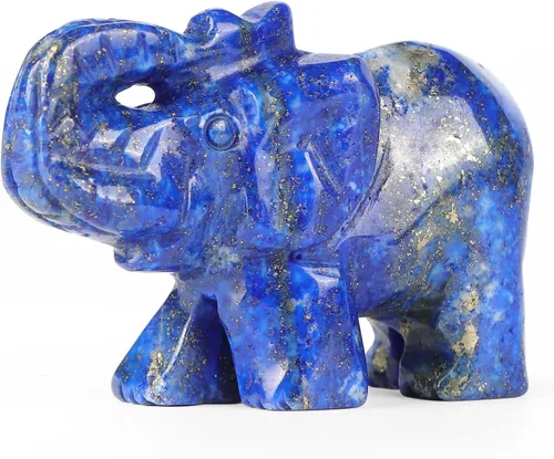 Vista 17 de SMQ Estatua de decoración de elefante de cristales de amatista de 2.0 pulgadas, piedras preciosas talladas a mano, figuras de cristal de buena