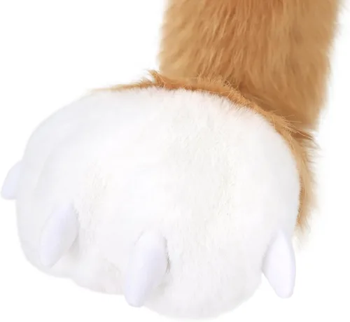 Vista 6 de Pantuflas peludas con patas de oso, gato, lobo, zorro, animales, botas peludas, accesorios de disfraz para adultos, Halloween, cosplay
