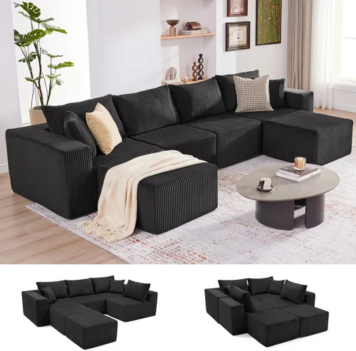 Vista 21 de Sofá seccional modular de 108", sofá seccional Cloud con asiento profundo, sofá modular moderno en forma de L con chaise, sofás tapizados sin Beige