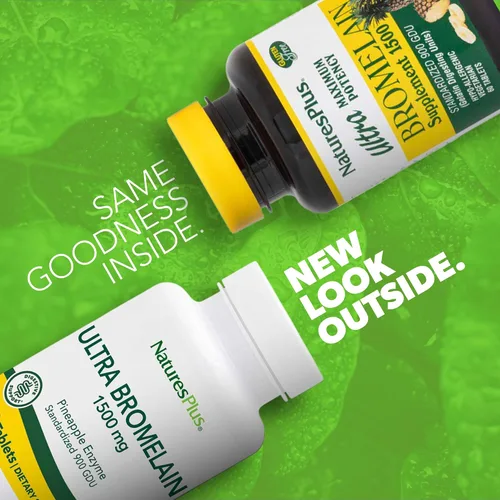 Vista 2 de NaturesPlus Ultra Bromelina - 60 tabletas - 1500 mg de bromelina de piña - proporciona apoyo articular y promueve la salud digestiva - 60 porciones