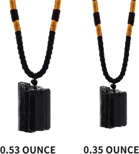 Vista 2 de CIFIBIFUN Collar de turmalina negra 2021, colgante de pilar de cristal, piedra natural original, protección metafísicamente psíquica, Piedra