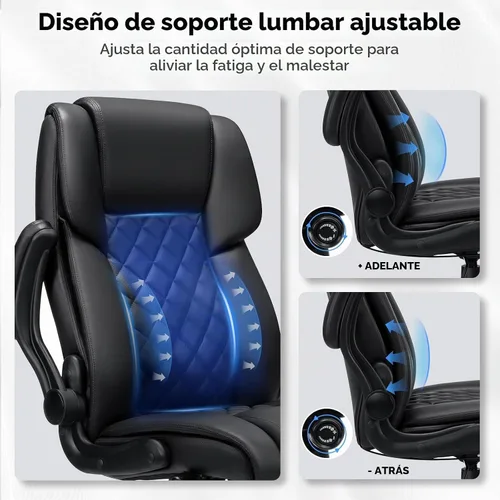 Vista 4 de Silla de oficina grande y alta de 450 libras, silla de escritorio ejecutiva Negro