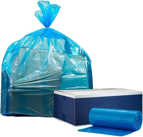 Vista 7 de Plasticplace Bolsas de reciclaje de 12-16 galones │ 1.2 mil │ Revestimientos para botes de basura azules con logotipo │ 24 x 31 pulgadas