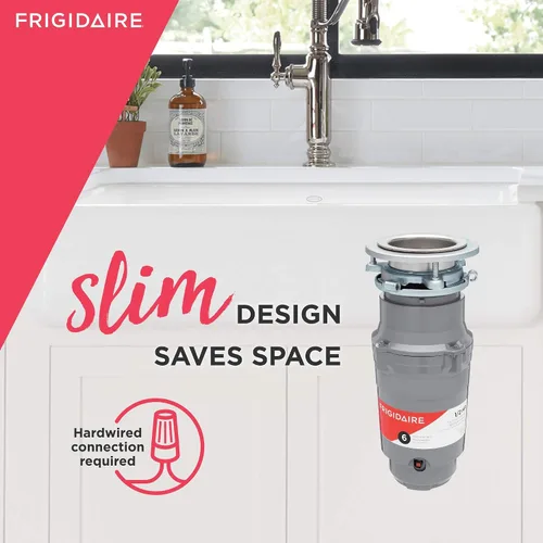 Vista 4 de Frigidaire 1/2 HP Eliminación de basura con cable directo para fregaderos de cocina FF05DISPD1, Gris