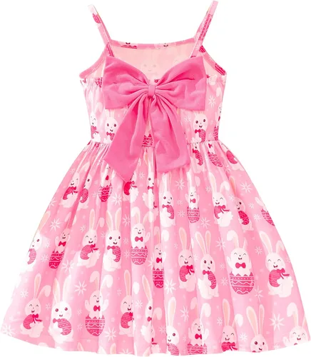Vista 21 de Vestido de verano para niños pequeños, con tirantes delgados, sin espalda, con lazo, para cumpleaños, playa, vestido de playa A-Butterfly