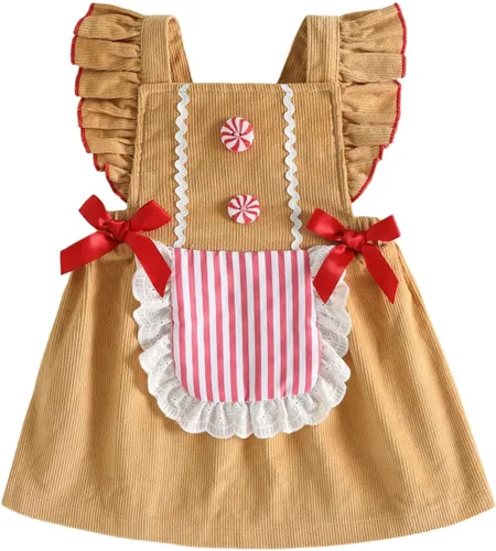 Vista 12 de Vestido de bebé niña con mangas con mosca cruzada sin espalda Pumpkin Face