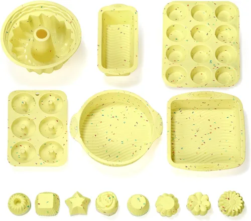 Vista 8 de Juego de 46 utensilios de silicona para hornear: moldes para pasteles, sartenes y tazas para hornear Juego de utensilios para hornear de silicona