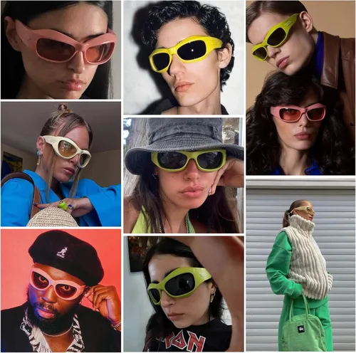 Vista 2 de PEGH Gafas de sol envolventes Y2K de gran tamaño ovaladas para hombres y mujeres de moda
