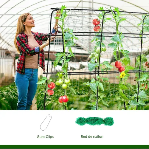 Vista 6 de Enrejado de jardín para plantas trepadoras al aire libre, enrejado de pepino de metal para plantas al aire libre, verduras, frutas, flores, vides