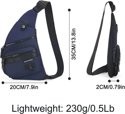 Vista 2 de Qidelong Bolso bandolera antirrobo cruzado en el pecho, mochila de hombro para mujeres y hombres, bolsa de bolsillo personal ligera para senderismo