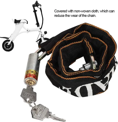 Vista 2 de Cerradura de cadena anti de la vespa de la movilidad de la motocicleta del robo, longitud no tejida de la cubierta de cobre de la base de cobre