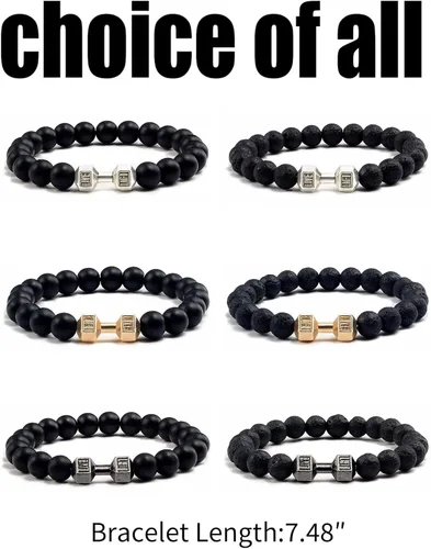 Vista 6 de choice of all 6 pulseras de gimnasio para gimnasio, regalos de gimnasio para mujeres, pulseras de mancuernas negras para hombres, regalos