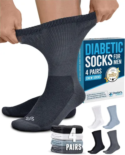 Vista 10 de Doctor's Select® Crew Diabetic Socks for Men - 4 Pairs Negro