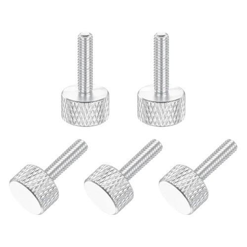 Vista 111 de MECCANIXITY 5 piezas M6x14mm Tornillos de pulgar estriado de cabeza plana, pernos de rosca completa de aleación de aluminio sólido para carcasas