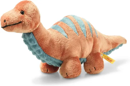 Vista 7 de Steiff Dixi Triceratops - Juguete de peluche de dinosaurio de peluche, color azul, 11 pulgadas