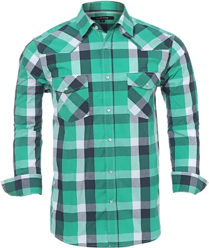 Vista 18 de Men's Western Cowboy Shirts-Long Sleeve Snap Button Plaid Shirt, Regular Fit Cotton Casual Shirt